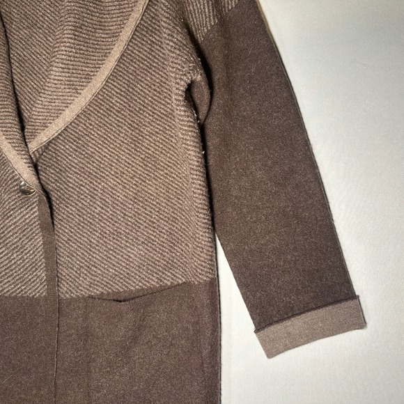 Poetry Cardigan‎ Coat Women's 14 Brown Knit Wool Blend  Coatigan Front Pockets - Picture 5 of 16